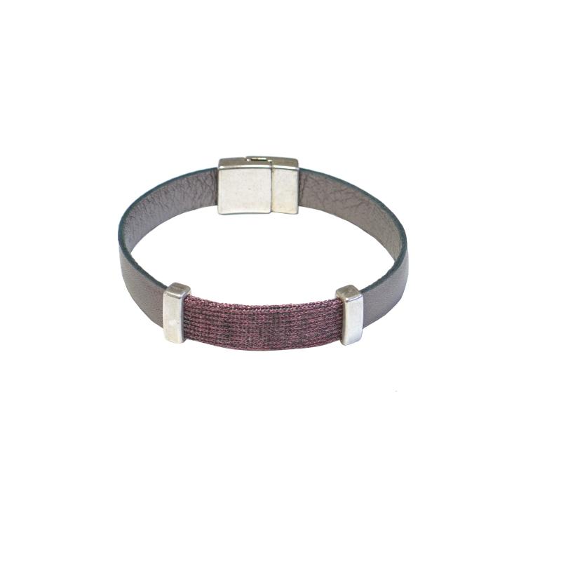Lederarmband mit Schieber, peltro-bordeaux