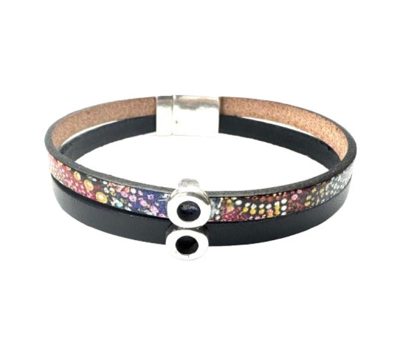 Lederarmband Element, schwarz-bunt/gemustert