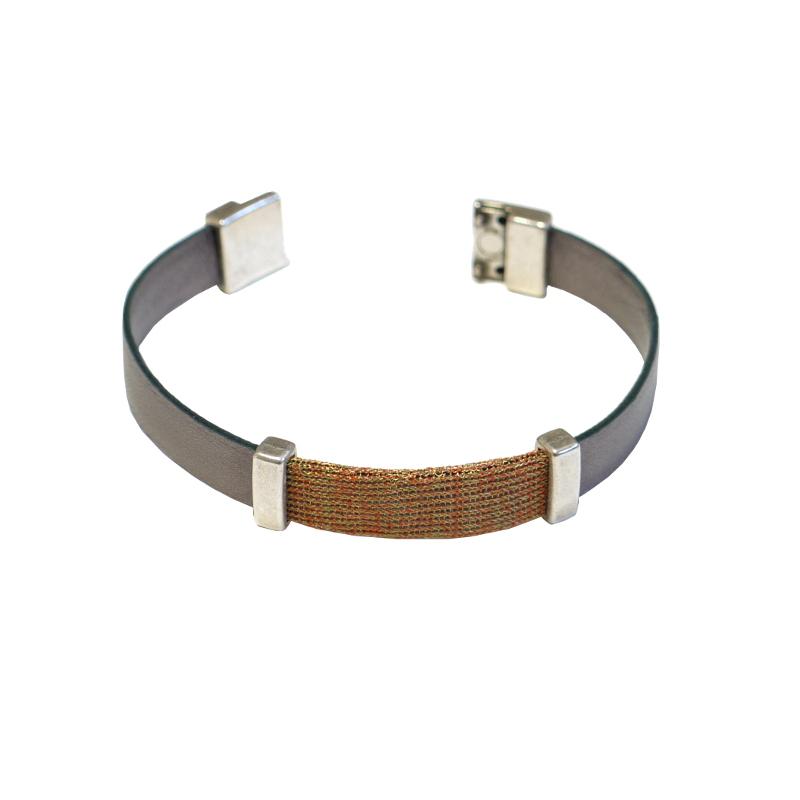Lederarmband mit Schieber, peltro-senfgelb