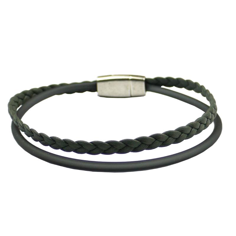 Leder-Kautschuk-Armband, dunkelgrau