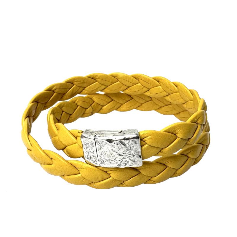 Lederarmband mit Magnetverschluss, gelb
