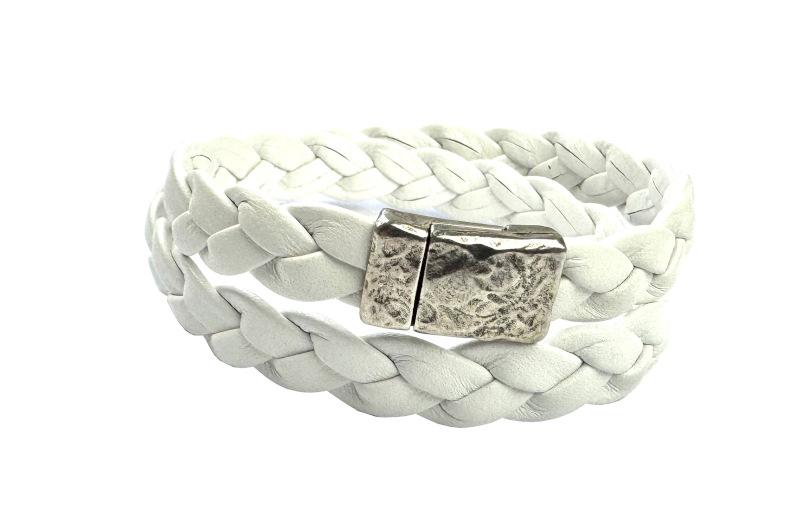 Lederarmband mit Magnetverschluss, weiß