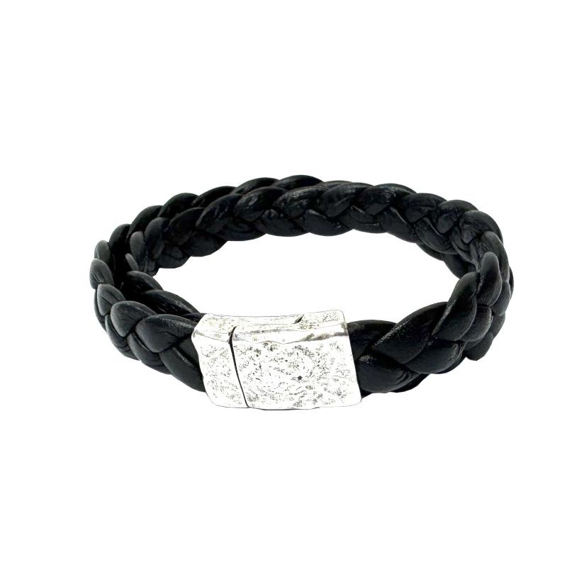 Lederarmband mit Magnetverschluss, schwarz