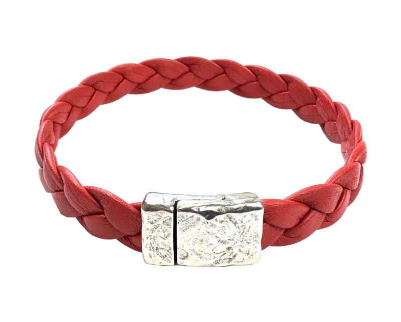 Lederarmband mit Magnetverschluss, rot