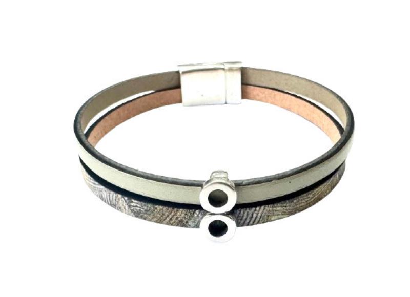 Lederarmband Halbkugel, mint-bunt