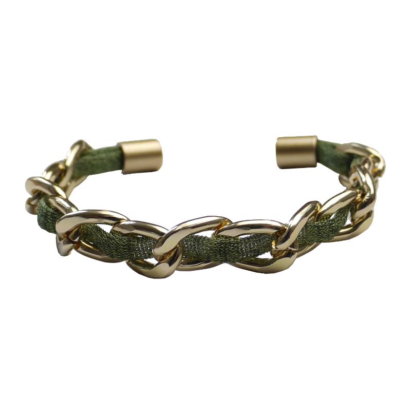 Perlon-Armband mit Gliederkette, grün