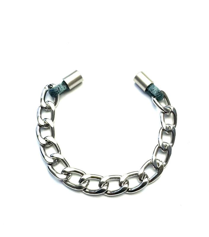 Perlon-Armband mit Gliederkette, petrol