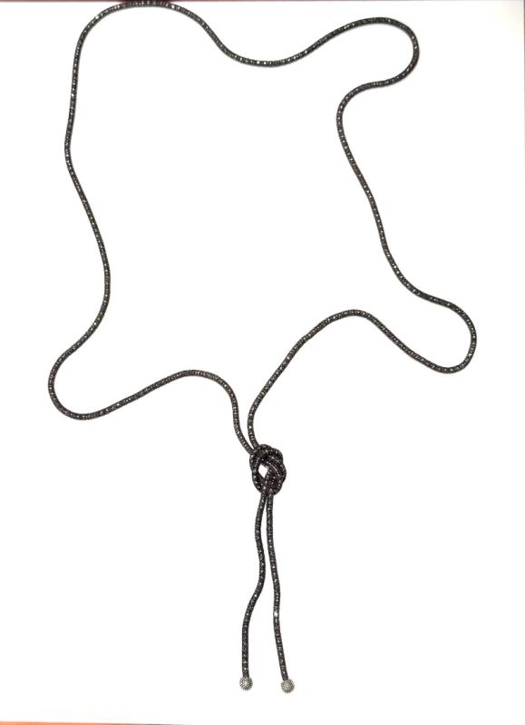 Perlon-Metall-Kette mit Kügelchen aus ZAMAK, schwarz