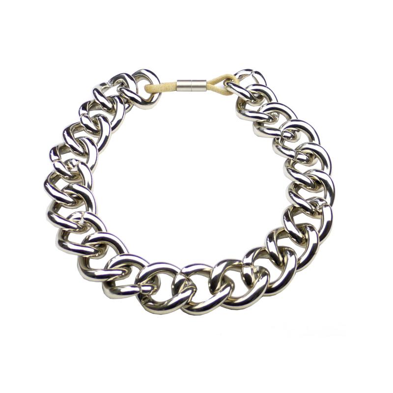 Kurze Kette Kunstharz/Viscose, silber