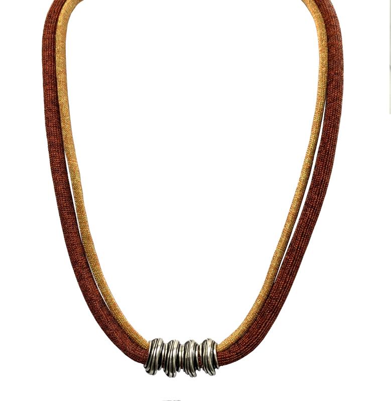 Viskose-Perlon-Kette, rost-senfgelb