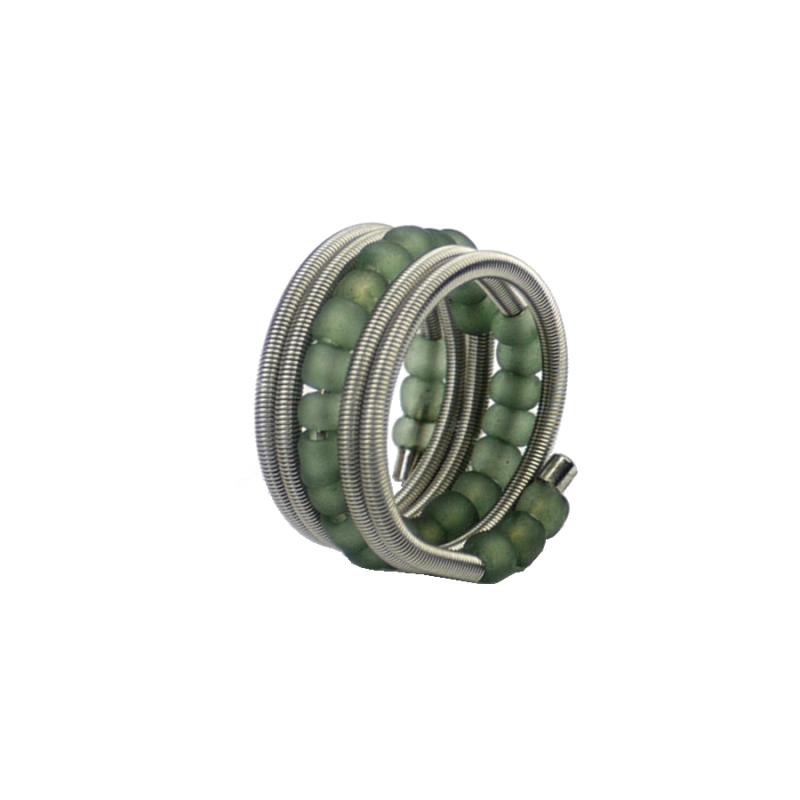 Edelstahlring mit Muranoglas, olive