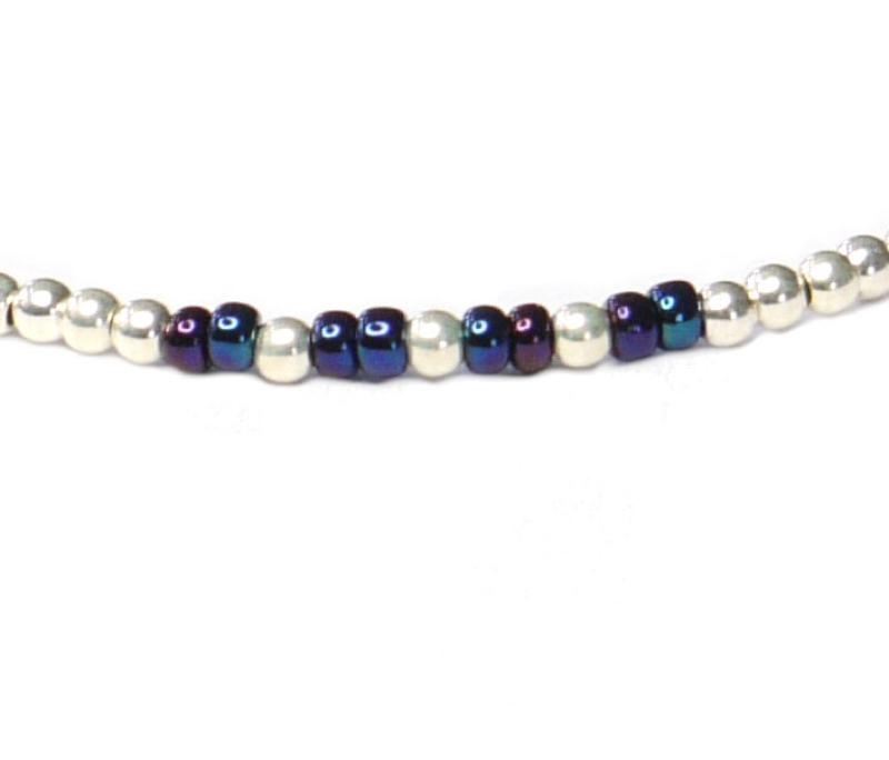 Silber-Glasperlen-Armband, dunkelblau