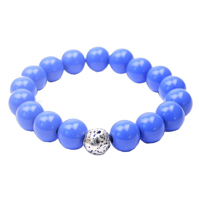 Armband aus Kunstharz mit Kugel aus ZAMAK, mittelblau
