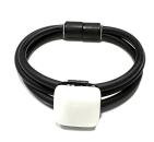 Armband aus Kautschuk mit Muranoglasplatte, weiß-schwarz