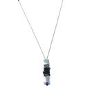 lange Edelstahl-Kautschuk-Kette mit Muranoglas, schwarz