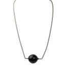 Edelstahlkette mit Muranoglaskugel, schwarz