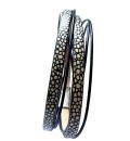 Leder mit ZAMAK-Verschluss, schwarz-beige