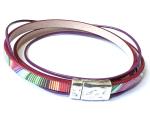 Leder mit ZAMAK-Verschluss, bunt - magenta