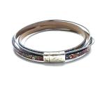 Leder mit ZAMAK-Verschluss, bunt - grau