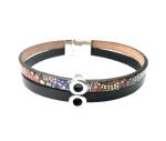 Lederarmband Element, schwarz-bunt/gemustert