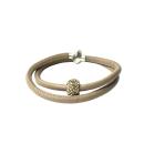 Leder mit Strassperle, beige-beige
