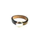 Lederring mit ZAMAK, beige gemustert