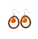 Ohrhänger aus Kautschuk und Muranoglas, orange-cognac