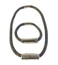 Kette und Armband aus Viskose-Perlon, stahl
